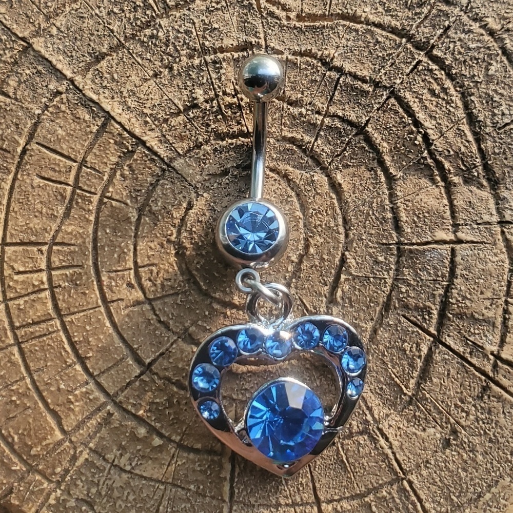 COPY - Blue heart belly ring